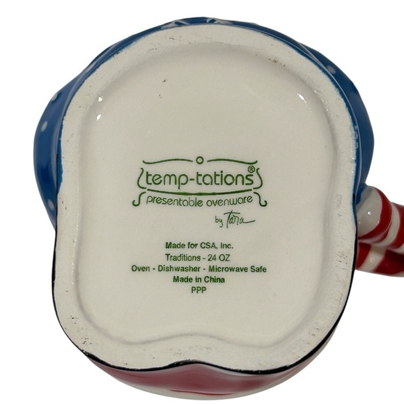 Santa/Toy Bag Mug 2-Pc Temp-tations Presentable Ovenware Red/Blue EUC - Picture 8 of 8
